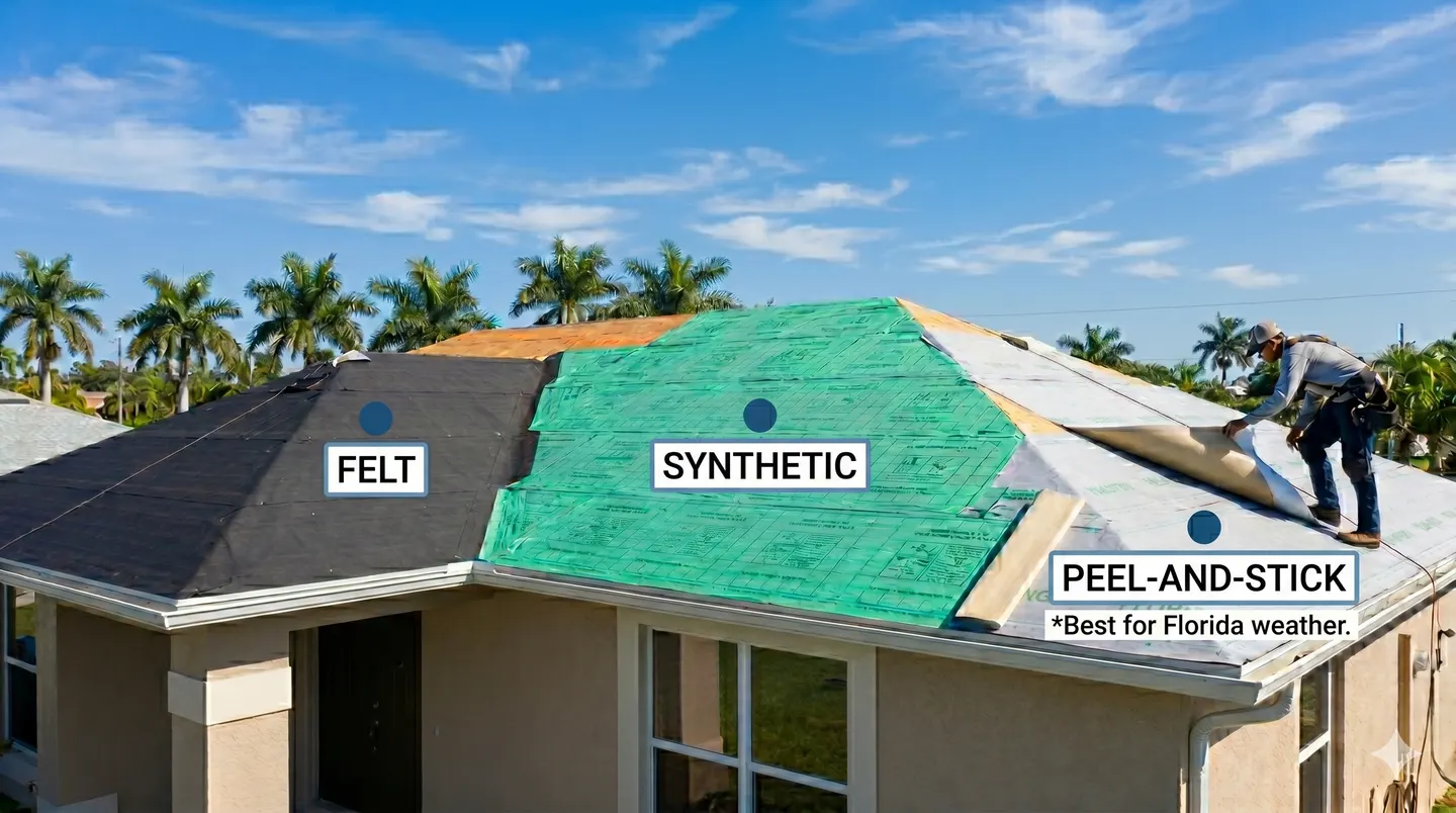 Roof Underlayment Explained: Synthetic, Peel-and-Stick & Felt in Florida